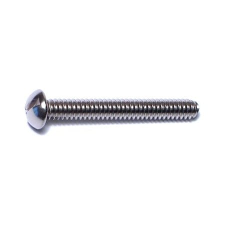 #10-24 x 1-1/2 in Slotted Round Machine Screw, Plain 18-8 Stainless Steel, 15 PK